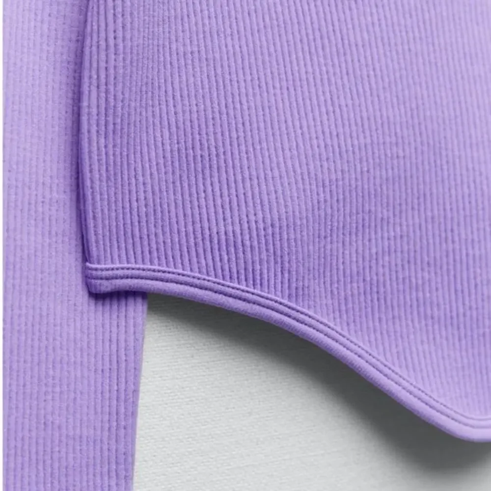 Zara Women's Purple Lavender Rib Knit Long Sleeve Pullover Crop Shirt Top M/L